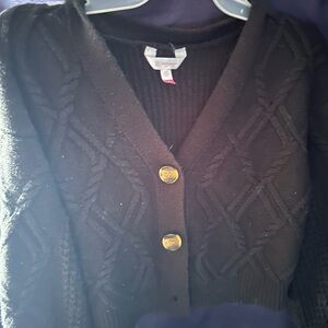 Black Cable Knit Cardigan Sweater